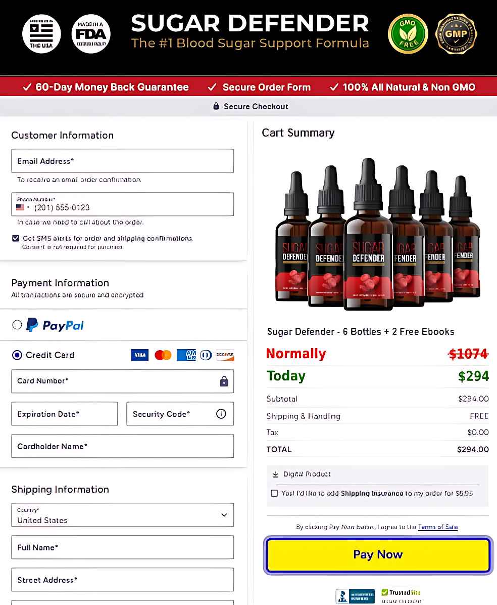 Sugar Defender order page